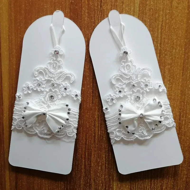 Gants en dentelle avec nœud papillon biscuits, gants sans doigts, longueur de poignet, élégants, courts, mia, patients, mariage, accessoires