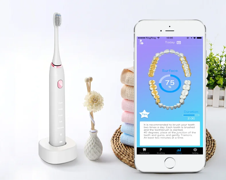 

1741 Bluetooth Toothbrush With Five Modes IP67 Waterproof OEM ODM Support Sonic Electric Toothbrush