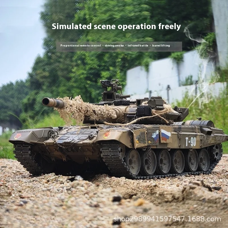 Henglong – réservoir télécommandé T90, jouet monté sur piste en métal, véhicule militaire tout-terrain, jouet pour enfants et collectionneurs de modèles