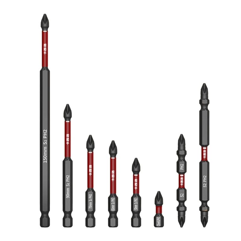 High Magnetic Screwdriver Bit Cross Slotted Screwdriver Bit 62HRC Hardness Tungsten Steel Long Impact Bit Repair Tool Dropship