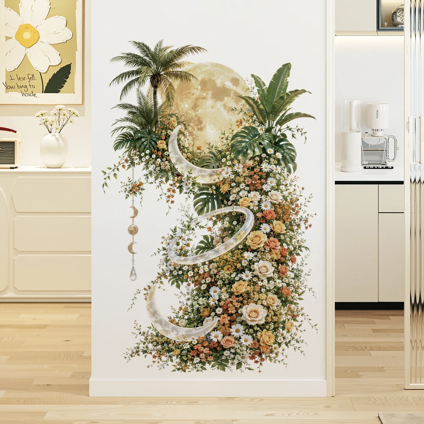 Flower Waterfall Plant Wall Sticker Removable Self‑Adhesive Floral Decal for Sofa Background Wall Mall Glass Festival Home Decor