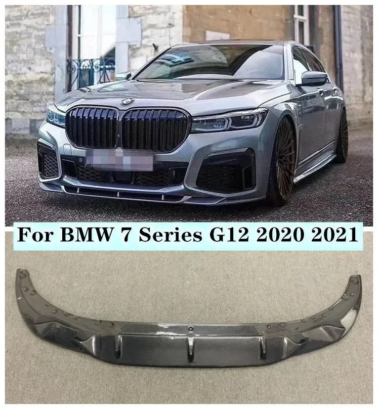 

High Quality ABS Black & Carbon Fiber Bumper Front Lip Splitters Protector Cover For BMW 7 Series G11 G12 G13 2019-2022