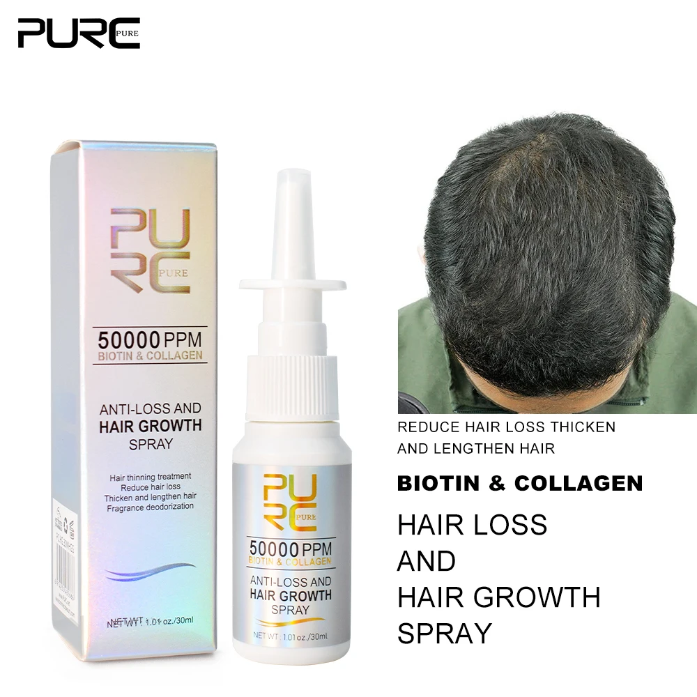 PURC-productos de biotina para el crecimiento del cabello para hombre y mujer, aceite anticaída de cabello, tratamiento del cuero cabelludo, suero en aerosol, espesar, crecimiento rápido, cuidado del cabello