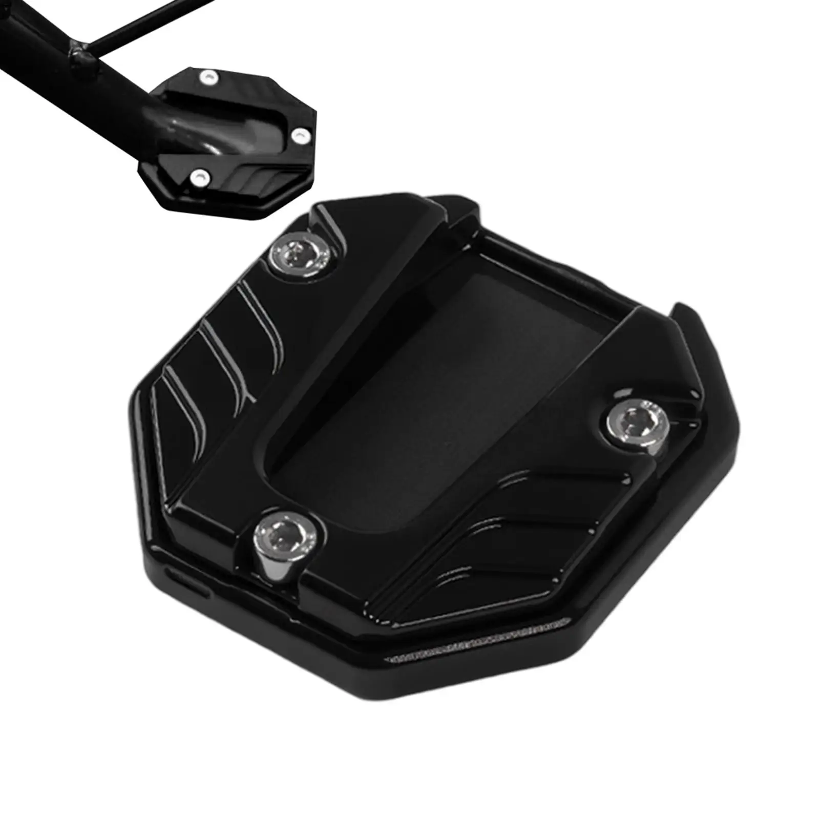 Motorcycle Stand Pad Anti-Slip Side Stand Extension Wide Base Foot Plate for Soft Ground, Grass Sand Snow, Hot Pavement Slippery