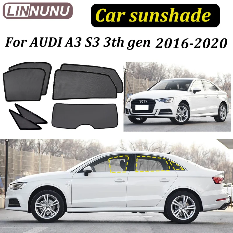 

LINNUNU для AUDI A3 8V 8Y Limousine 3-го поколения 2016-2020: Магнитная автомобильная солнцезащитная шторка на лобовое стекло, защита от УФ-излучения, аксессуары