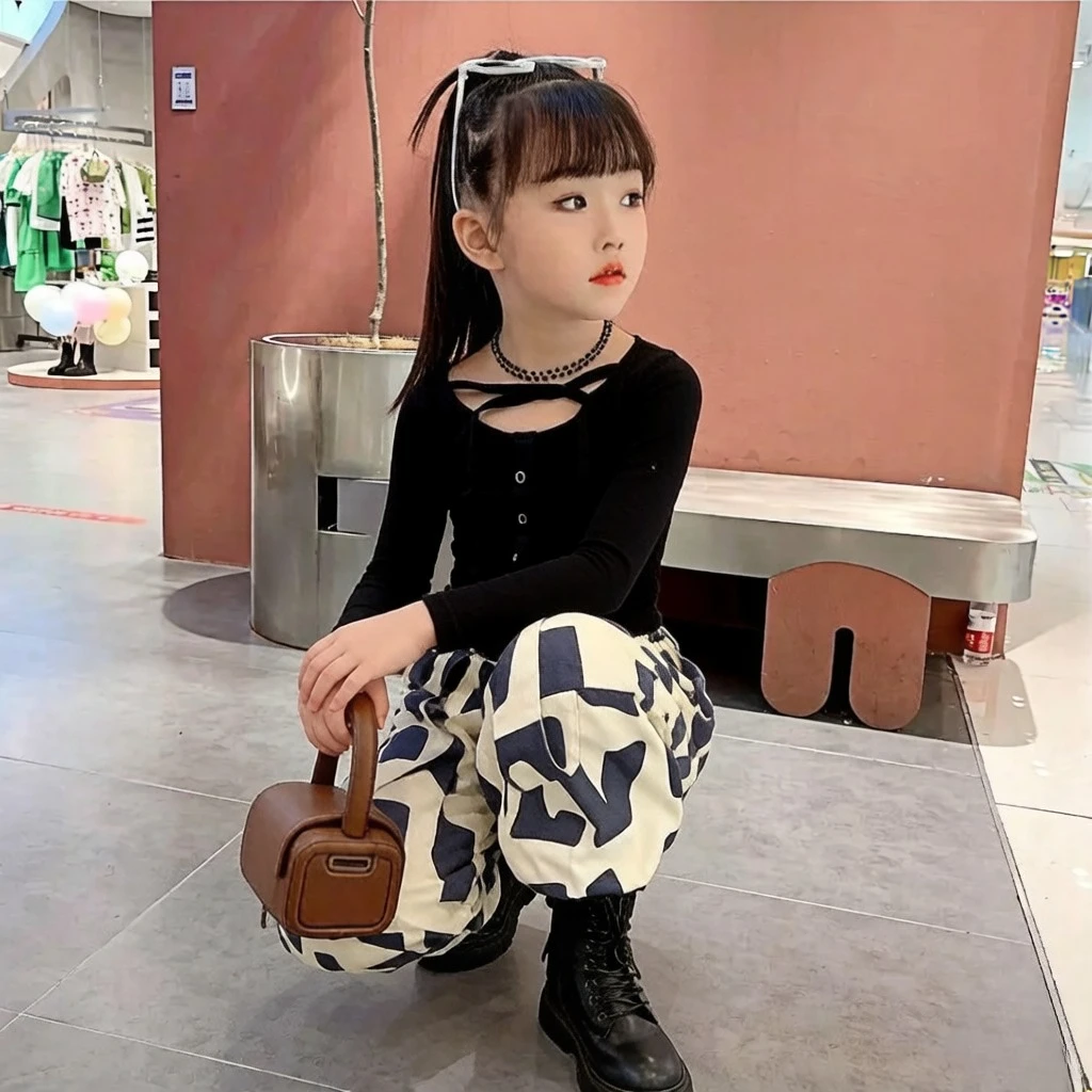 2026 Spring Collection Girls' Harem Loose Pants Casual Stylish Kids' Wear For 3-6 Years Breathable Cotton Spring Autumn