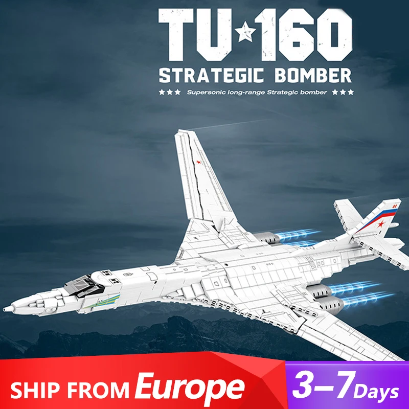 Military TU-160 Strategic Bomber Airplane Building Blocks,Air Force MOC 33036 WWII Large Aeroplane Model 1598 PCS Birthday Gift