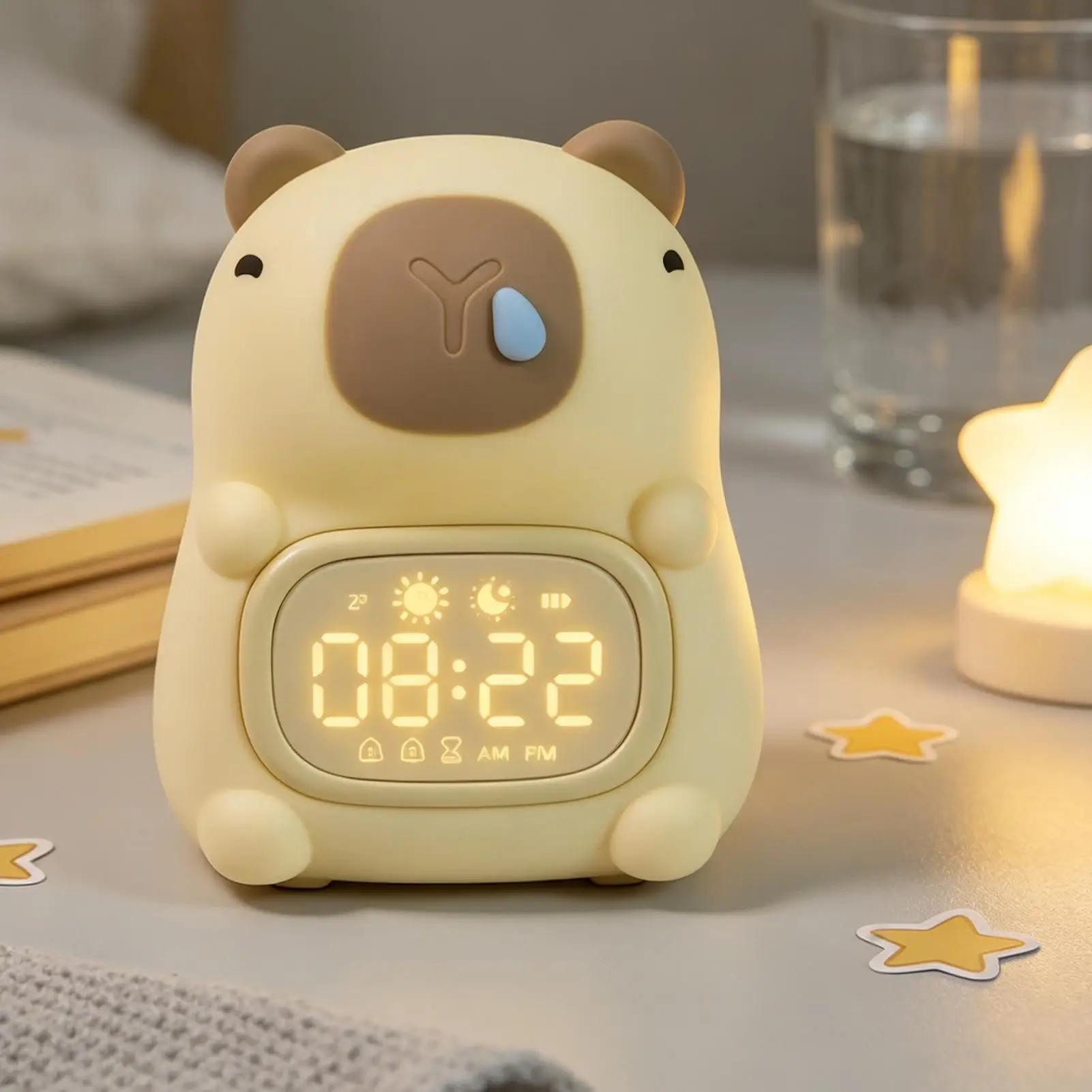 Kids Alarm Clock With Night Light 7 Colors Adjustable With Timer Bedroom Cute Bedside Clock For Boys Girls Sleep Training