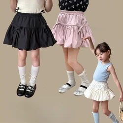 Girls Skirt New Summer Solid Princess Skirts Flower Pod Skirt 2024 Summer New Fashion Children Sweet Cute Bow Skirt Dress