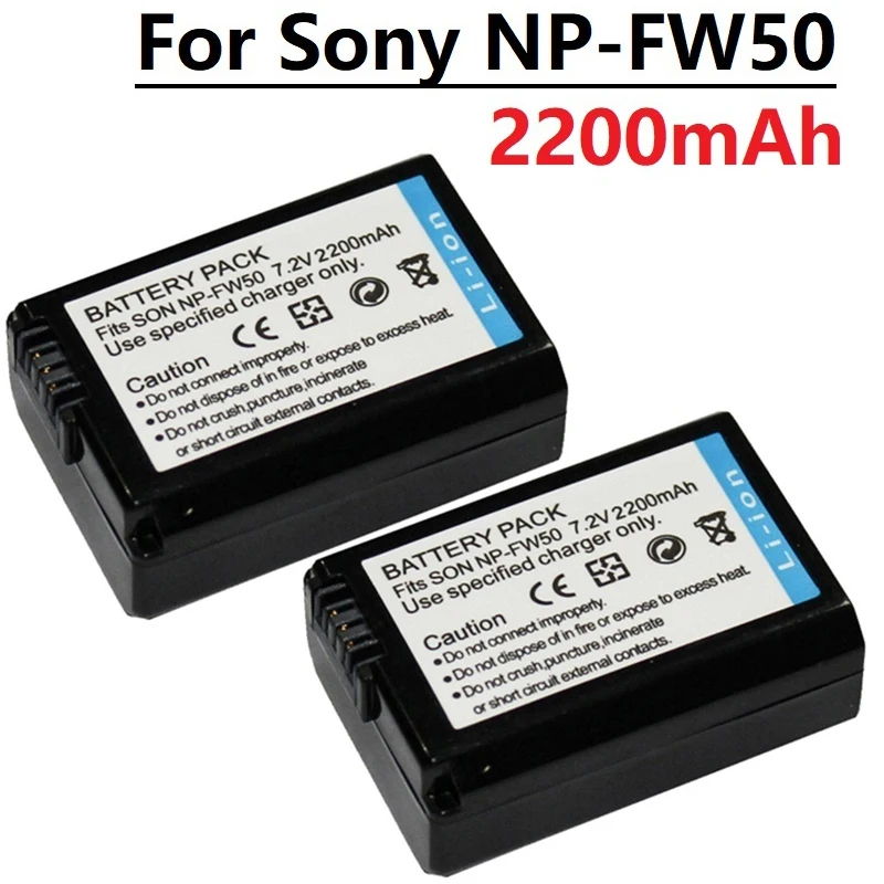 Upgrade 2200mAh For NP-FW50 NP FW50 Li-ion Battery With Charger For Sony Alpha NEX-5N a6500 a6300 a6000 a5000 a3000 NEX-3 a7R