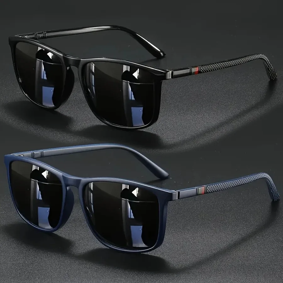 MJYIWANG 2PCS Retro Square Futuristic Sunglasses Unisex Suitable For Driving Vacation Outdoor Cycling and Other Year-Round Gifts image 3