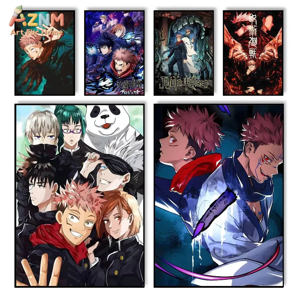 AZNM Jujutsu Kaisen Anime Canvas Poster Yuji Itadori Satoru Gojo Ryomen Sukuna Wall Art Print Home Decor Painting Gift