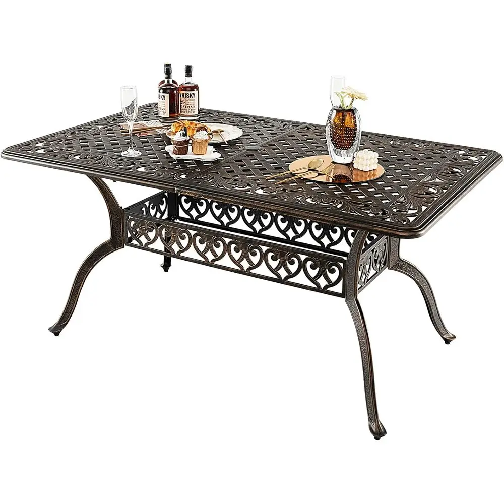 

Прочный уличный обеденный стол на 6-8 персон с отверстием для квадратного зонта, устойчивый к атмосферным воздействиям, 59x35.4x28.3