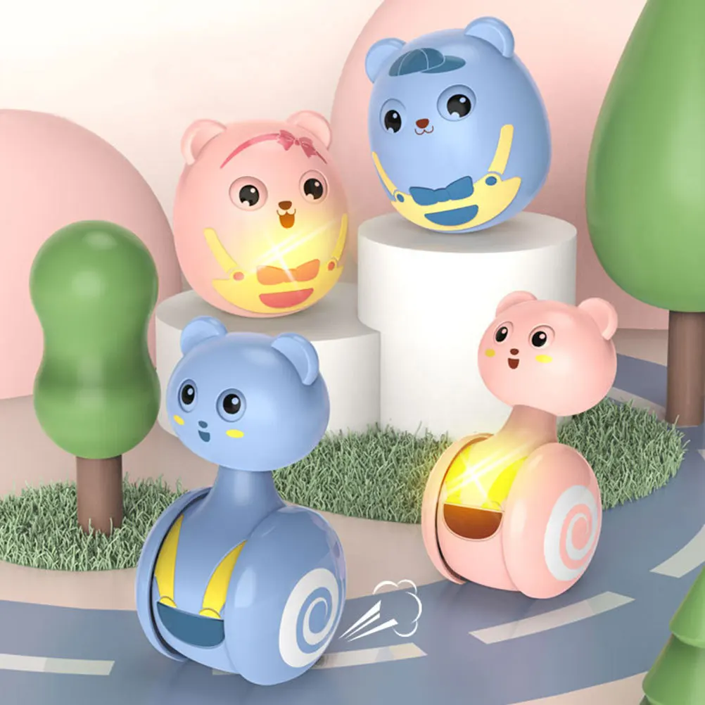 2 قطعة بهلوان كرتوني-بولي مدمج جرس ملون غمزة صوت تعليمي الطفل التنمية الفكرية اليد والعين #6