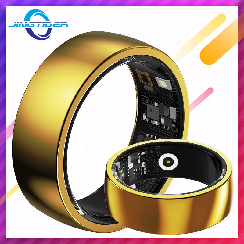 Stainless Steel Luxury Men Smart Ring Women Fitness Health Tracker Heart Rate Blood Pressure Oxygen Monitor IP68 Waterproof Ring