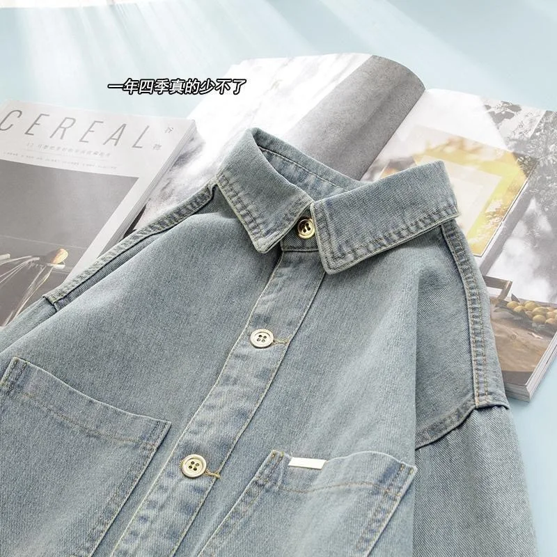 

Denim Coat Oversize Womens Autumn Down Professional Button-Down Notched Beaded High-End Functional Sashes Temperament Appliques