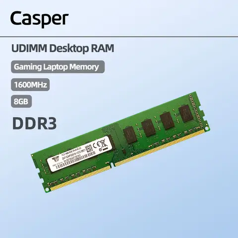 Casper PC mémoire d'ordinateur DDR3 8GB 1600MHz module de mémoire PC RAM bureau travail concepteur logiciel jouer jeu rapide (vert)