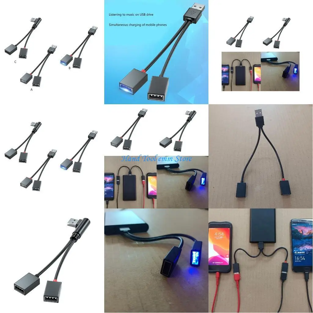 H37F USB Splitter Cable Adapter สำหรับรถยนต์, โรงเรียน, สำนักงานการถ่ายโอนข้อมูล