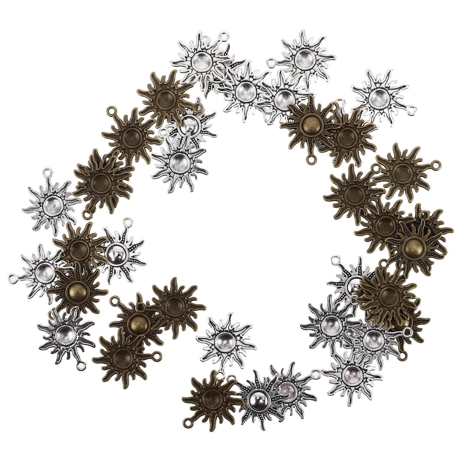 

40 pcs Alloy Sun Charms Celestial Vintage Jewelry Making Accessories Diy Necklace Bracelet Earrings Supplies Retro Sun Connector