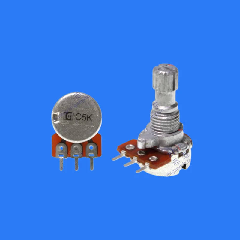 30pcs/RV125N fine adjustment potentiometer C5K metal shaft length 15mm single 3-foot volume potentiometer with power amplifier