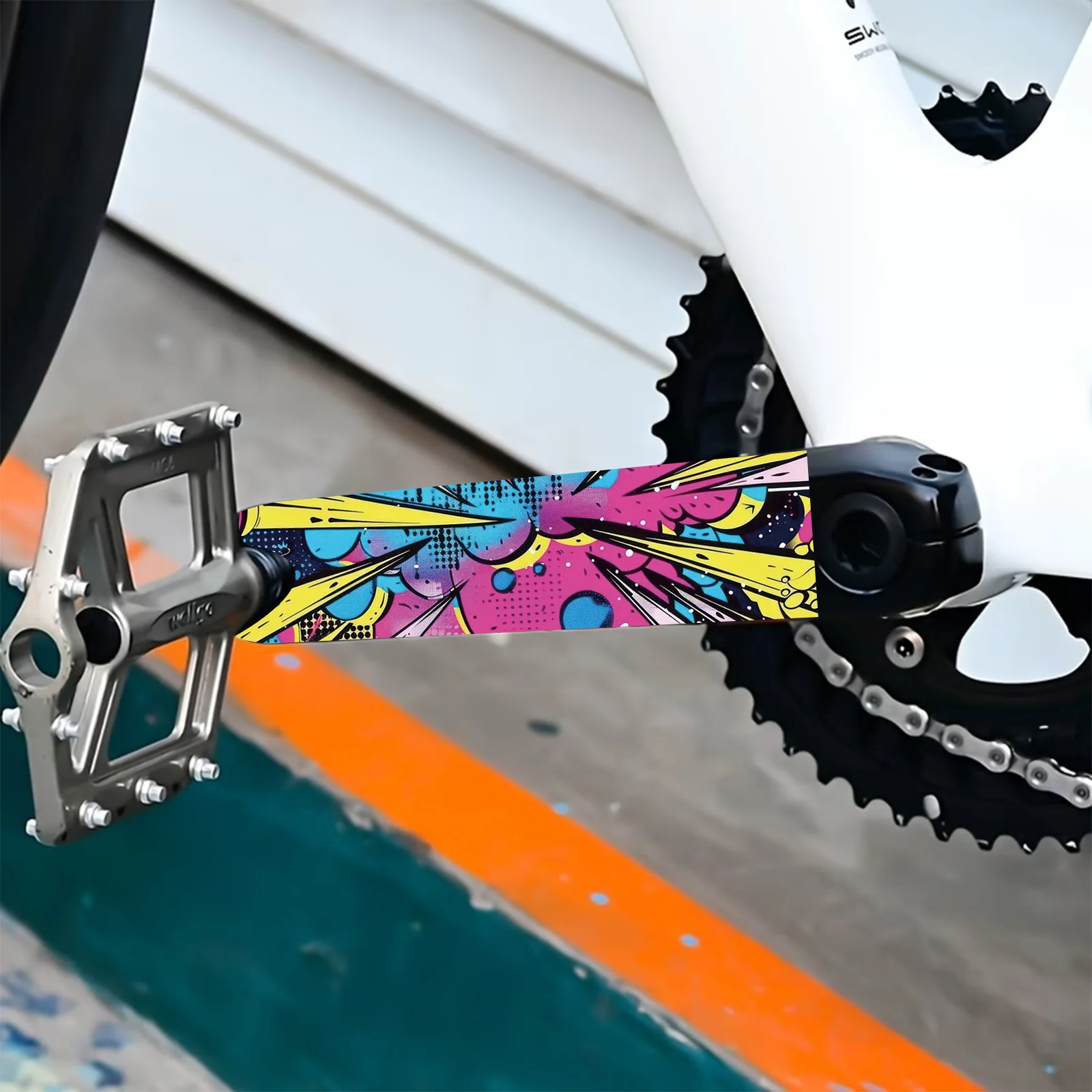 1pair Pop Art Graffiti Bike Crank Stickers, Waterproof Vinyl Decals for Bicycle Crank, Chain Guard & Frame