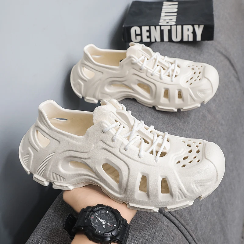 

Летние мужские крутые пляжные сандалии, удобные уличные тапочки на толстой подошве из ЭВА, модные шлепанцы, уличная обувь в обычном стиле