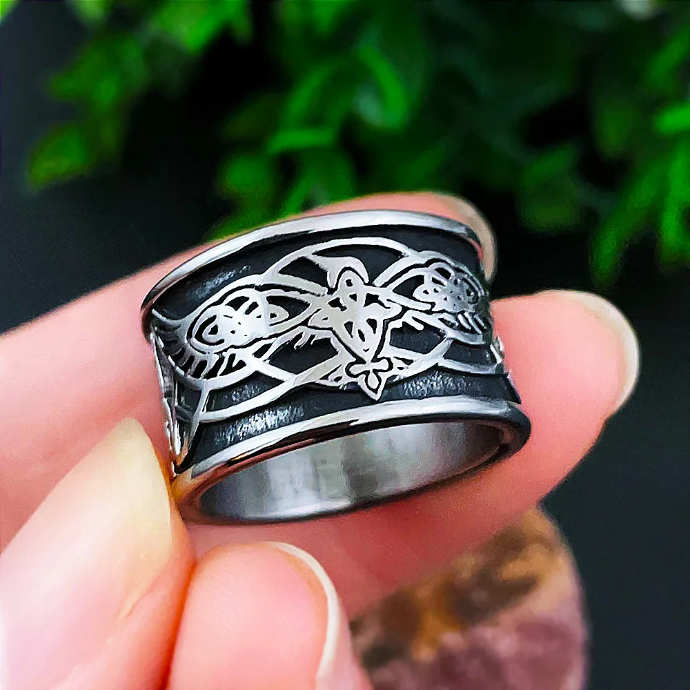 Vintage Viking Celtic Knot Ring for Men Nordic Viking Odin Crow Ring Stainless Steel Biker Amulet Jewelry Gifts Dropshipping