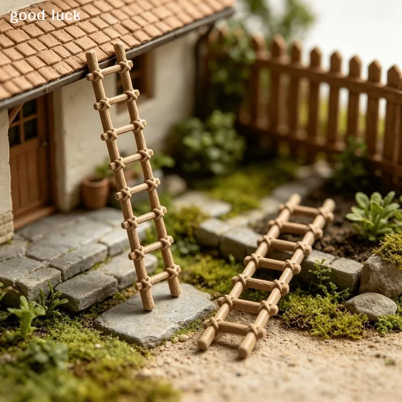 Answer2 Pcs Mini Ladder Decor With Realistic Bamboo Look Perfect For Fairy Garden DIY Crafts Cake Topper Hamster Cage Decoratio