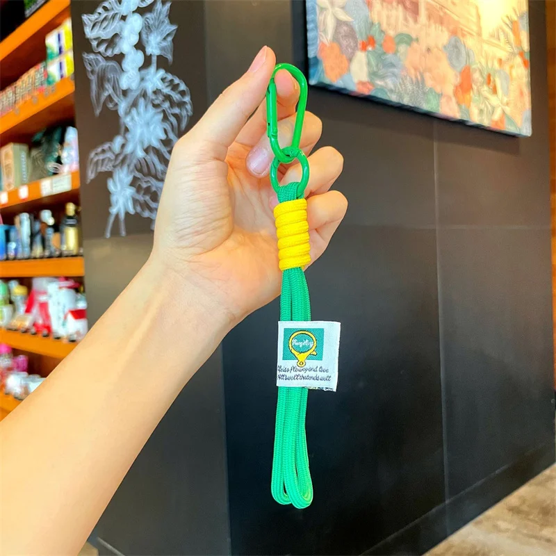 Colorful Woven Lanyard Keychains Creative Anti-Lost Braided Rope Phone Lanyard Keyrings Backage Pendant Car Trinket Accessories