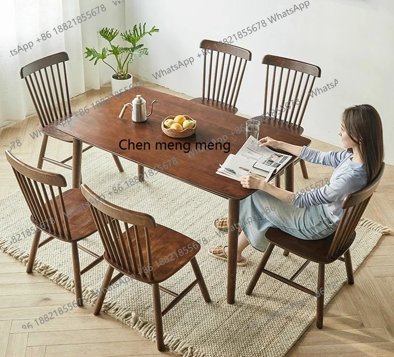 All solid wood dining table household small apartment with one table and four chairs combination