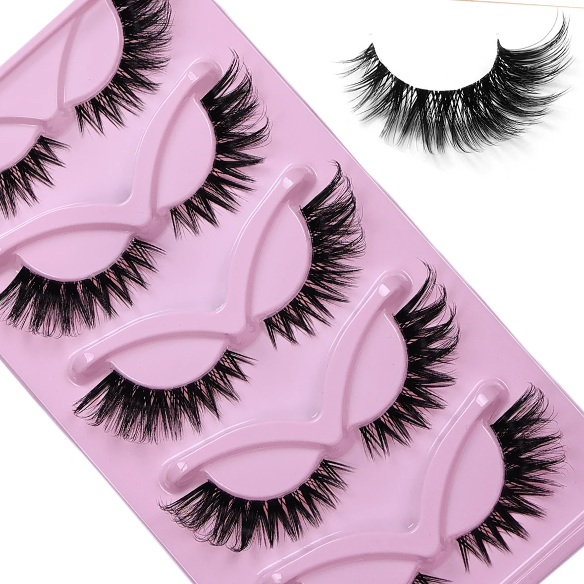 5 Pairs Cat Eye False Eyelashes Extensions Reusable Cat Eye Lashes for Women Daily Party Cosplay Eye Makeup