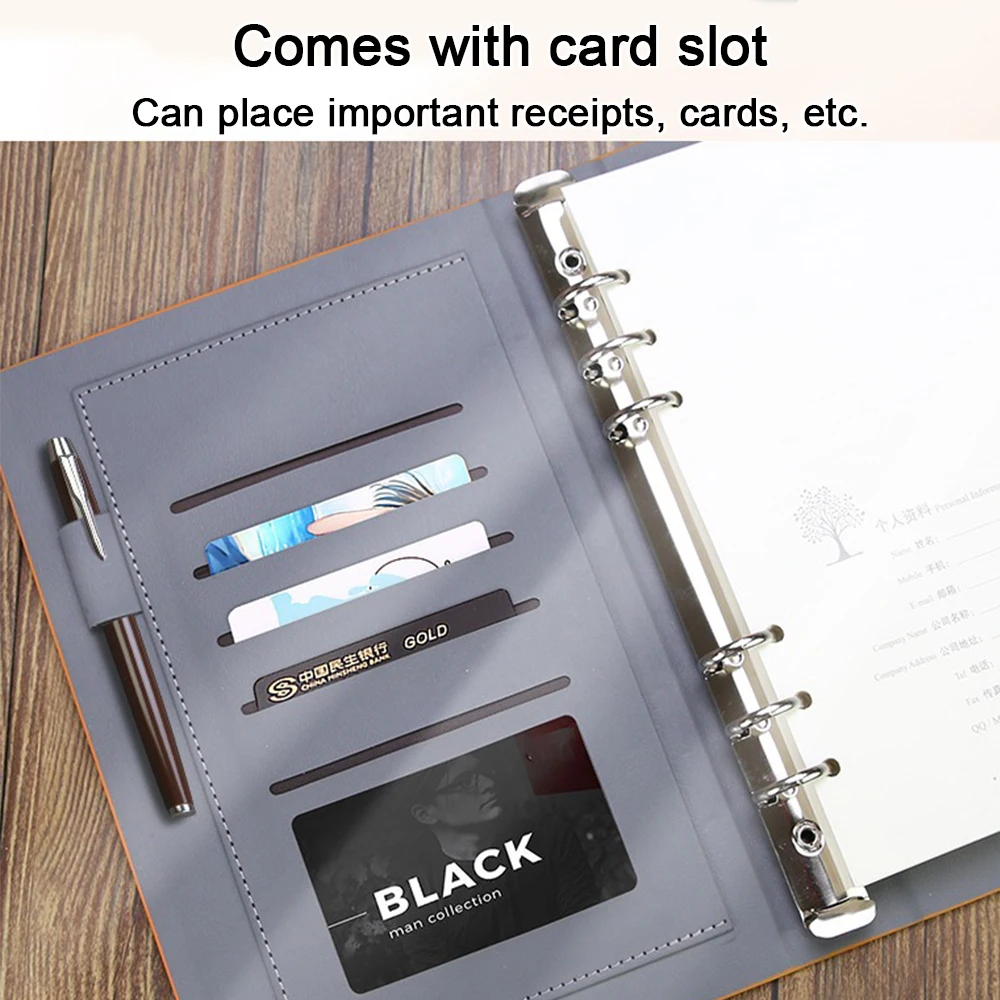 (Can Engrave Logo) A5 Loose-leaf Notebook, Notepad With Buckle, Meeting Minutes, Student Diary,  Replaceable Subject Notebook