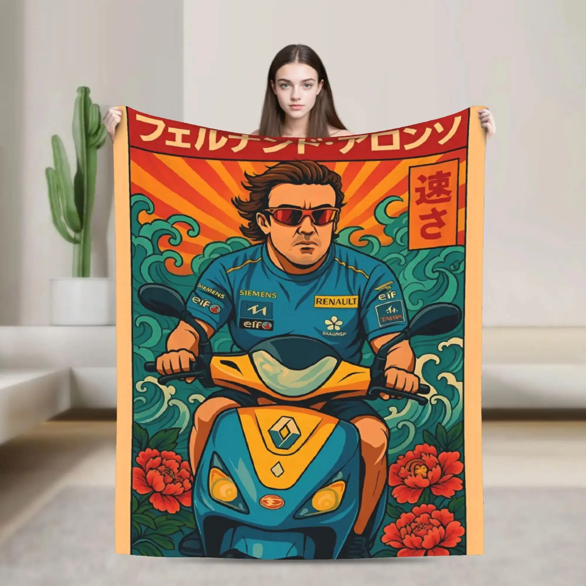 

Фланелевый плед Fernando Alonso Racing для осени и зимы, легкий многофункциональный плед для дивана и использования на улице