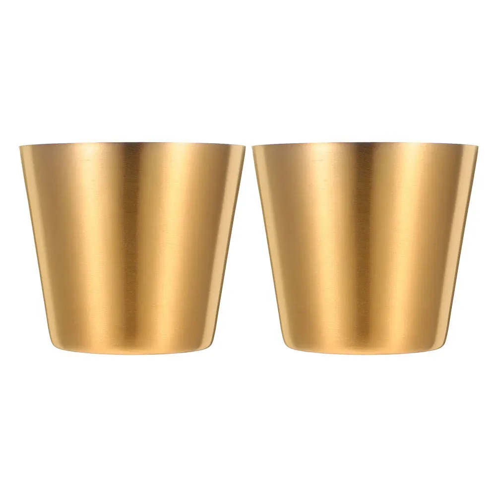 

2Pcs Cold Drink Cup Kids Stainless Steel Reusable Party Metallic Gold Juice Beer Large Capacity Water Picnic Mug
