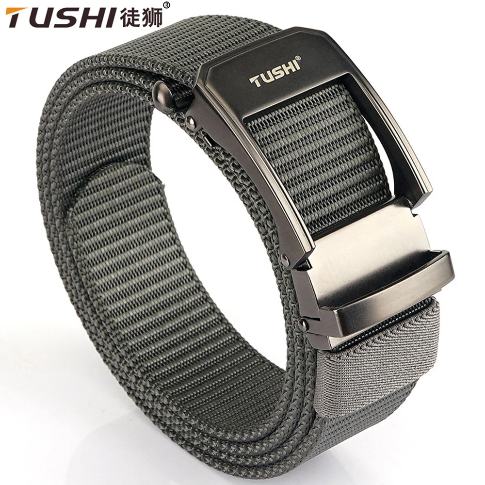 TUSHI Metal Quick Release Pluggable Buckle Elastic Belts For Men Durable Tactical Belt Cowboy Outdoor Stretch Army Strap Hunting