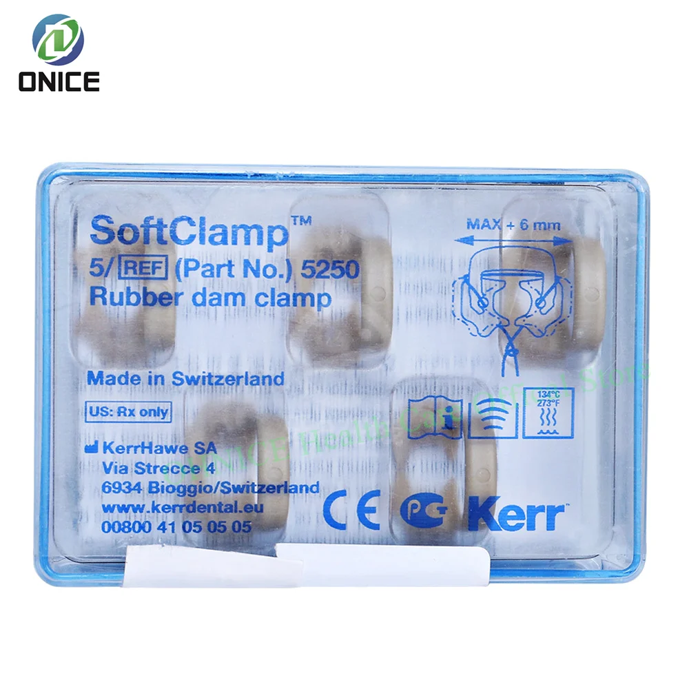 5Pcs/Box Dental Kerr OptiDam SoftClamp Rubber Dam Clamp General Kit 5250,The universal gentle alternative to metal clamps