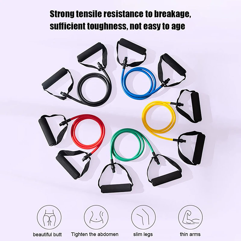 TPE Resistance Band With Handles Exercise Workout For Men Women Strength Training Equipment At Home 5 Levels Tube Band Pull Rope