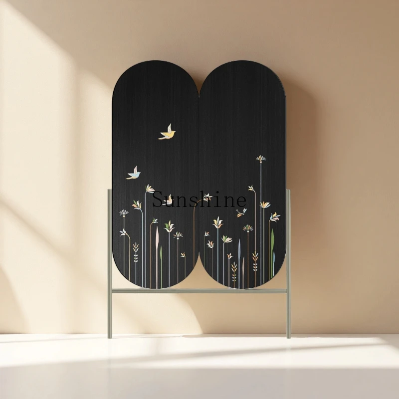 

Chinese retro flower and bird painting solid wood dining side cabinet household bedroom locker