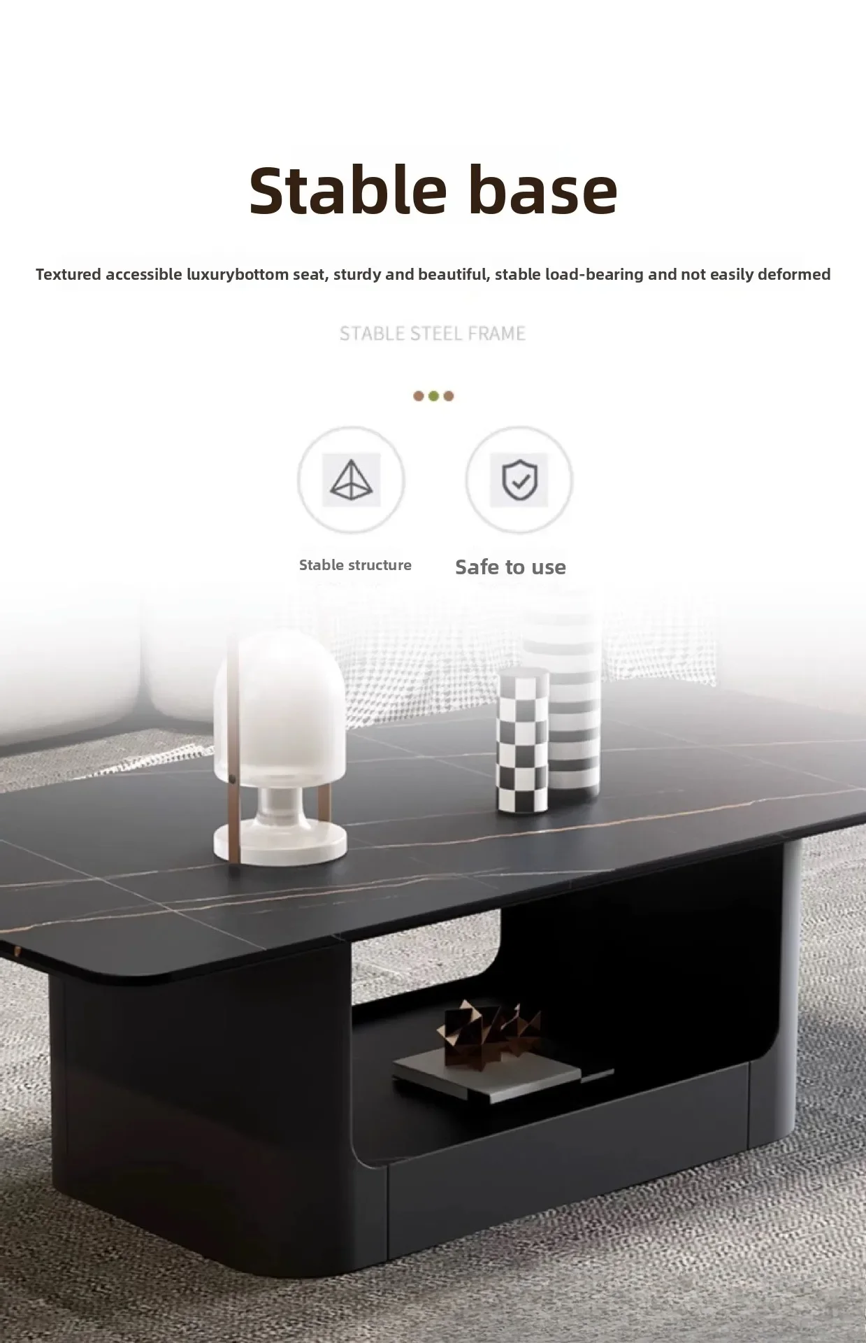 Rectangular rock slab coffee table living room household dining table dual-purpose minimalist coffee table