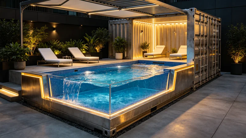 Luxury Container Swimming Pool with Spa Function Prefab Modular Pool for Home Villa Resort Recreation Project