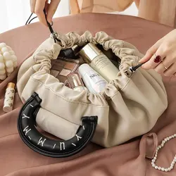 Travel Cosmetic Bag Drawstring Pull Out Large Capacity Cosmetic Brush Bag Women'S Travel Cosmetic Storage Bag With Handle