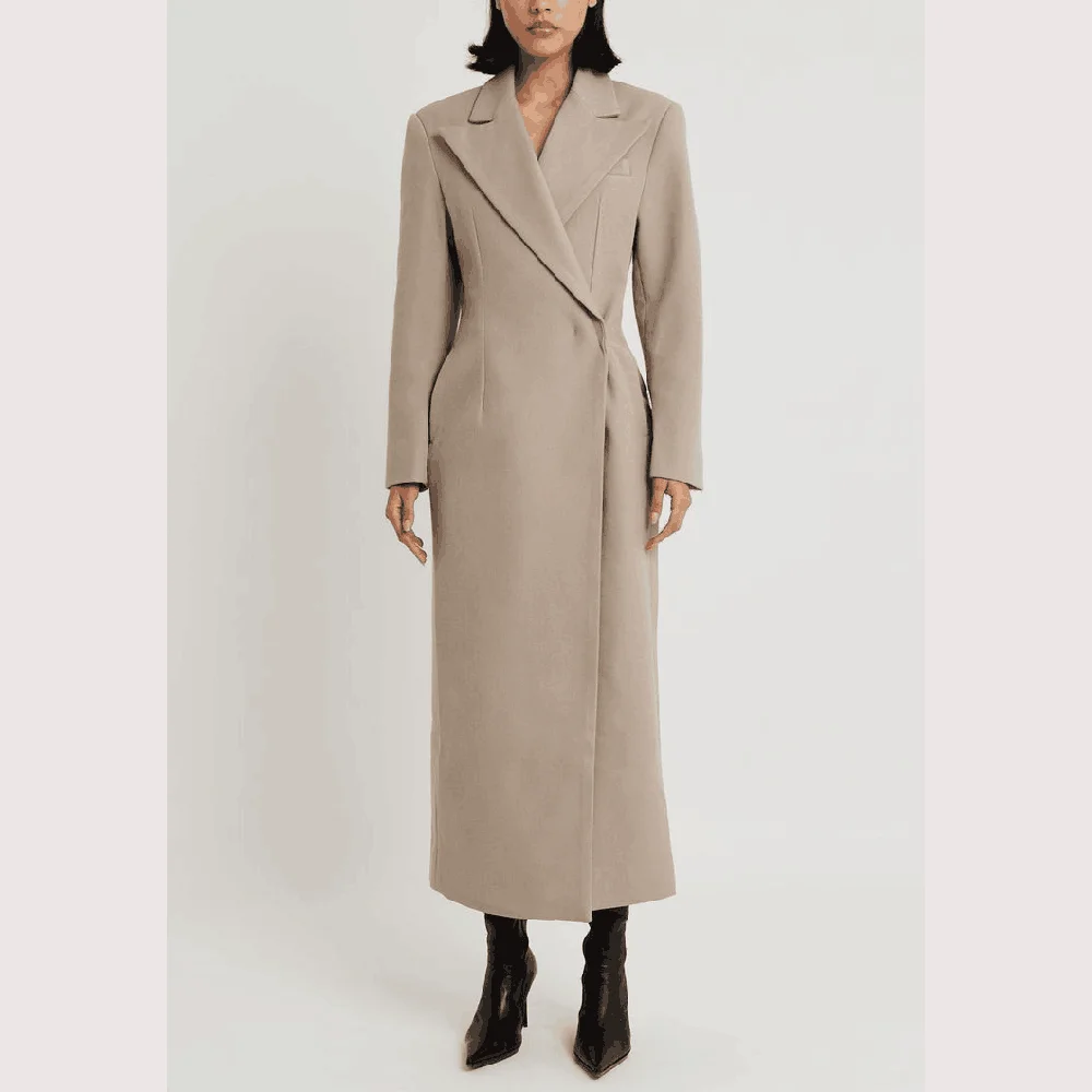 

Fashion Elegant Single Button Women Long Blazer Female Daily Coat Formal Ankle Length Dress jaqueta feminina