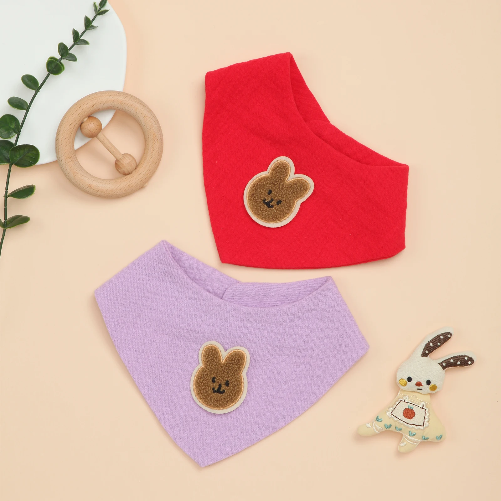 

2 Pack Adjustable Baby Bibs for Newborns to Toddlers, Soft Cotton and Absorbent Girls Bibs