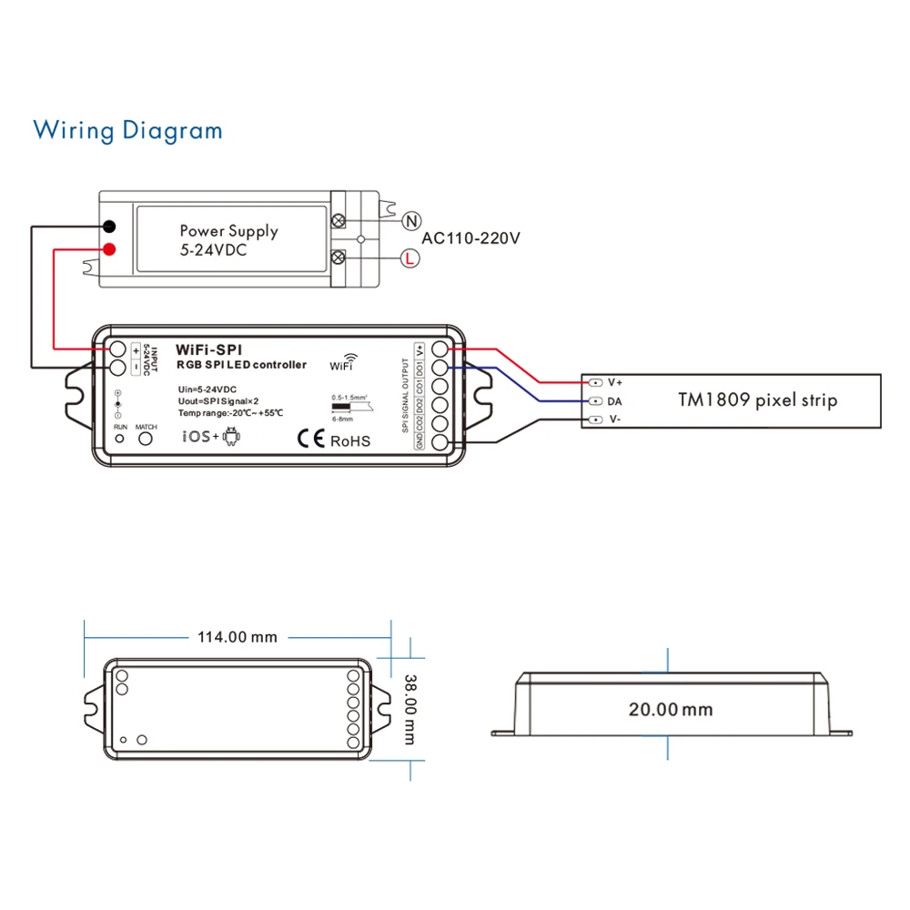 Tuya inteligentne życie WiFi SPI doprowadziły kontroler WS2812B WS2811 TM1803 TM1804 pikseli taśmy światła DC5-24V APP sterowanie głosem fr Alexa