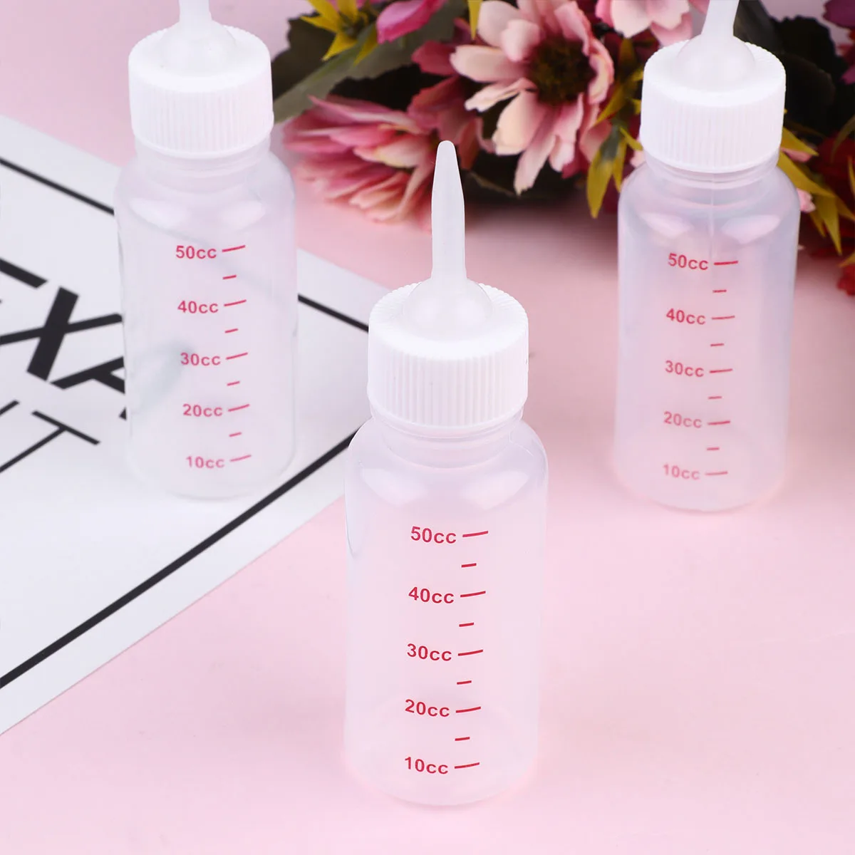 

6pcs 50Ml Pet Nursing Bottle For Small Pets Dog Cat Rabbit Feeding Milk Bottle Portable Outdoor Use Scale Label Design Silicone