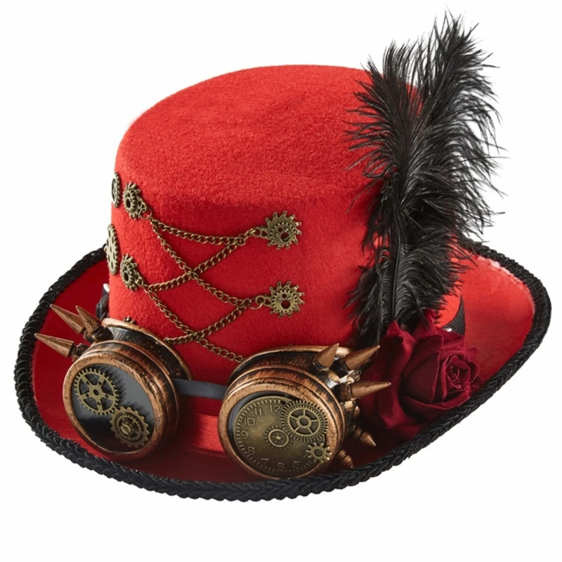 Steampunk Hoge Hoed Met Bril Steampunk Hoed Steampunk Tijdreiziger Hoed Steampunk Accessoires Steampunk Bolhoed