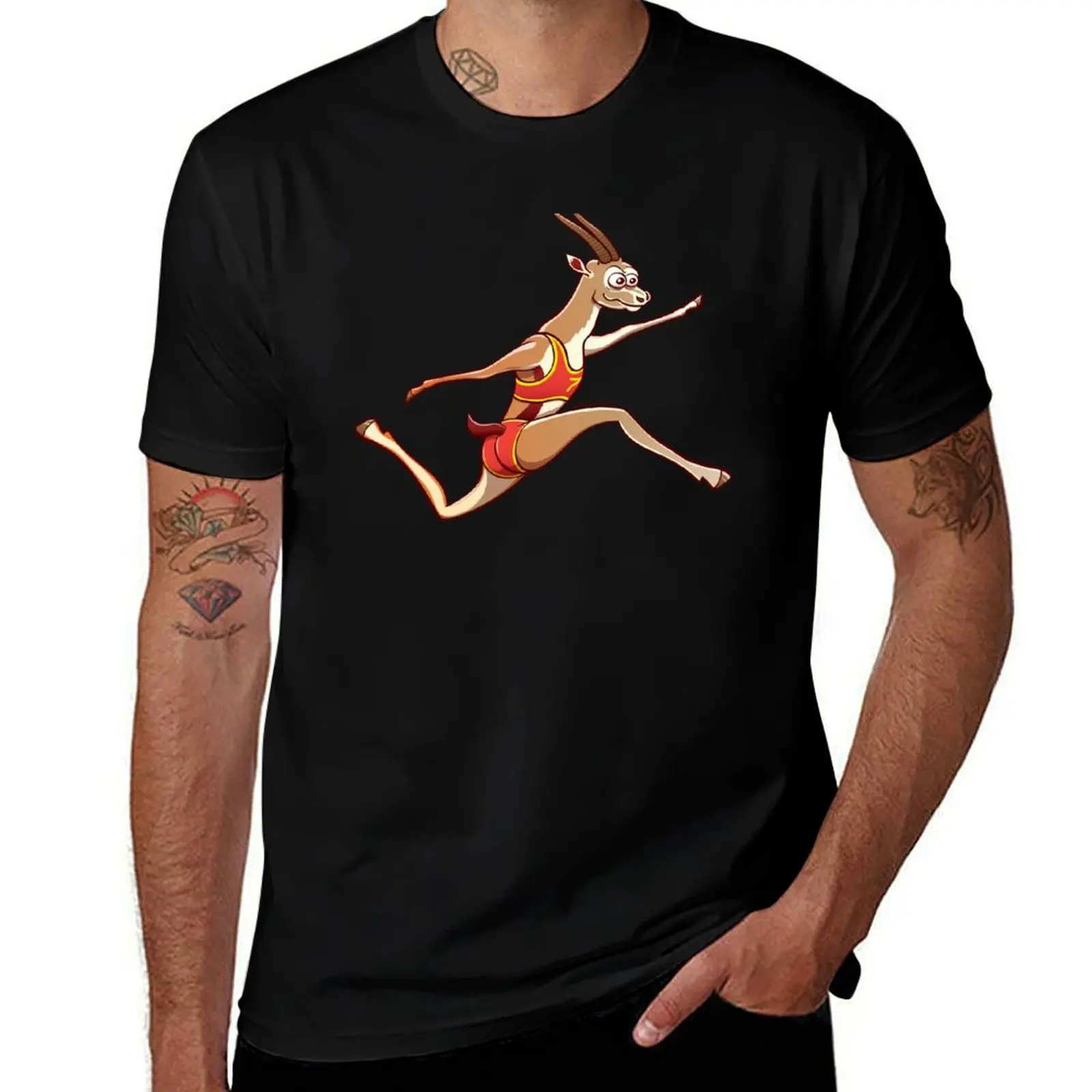 Slender gazelle running and performing a long jump T-Shirt Summer Holiday T-Shirt