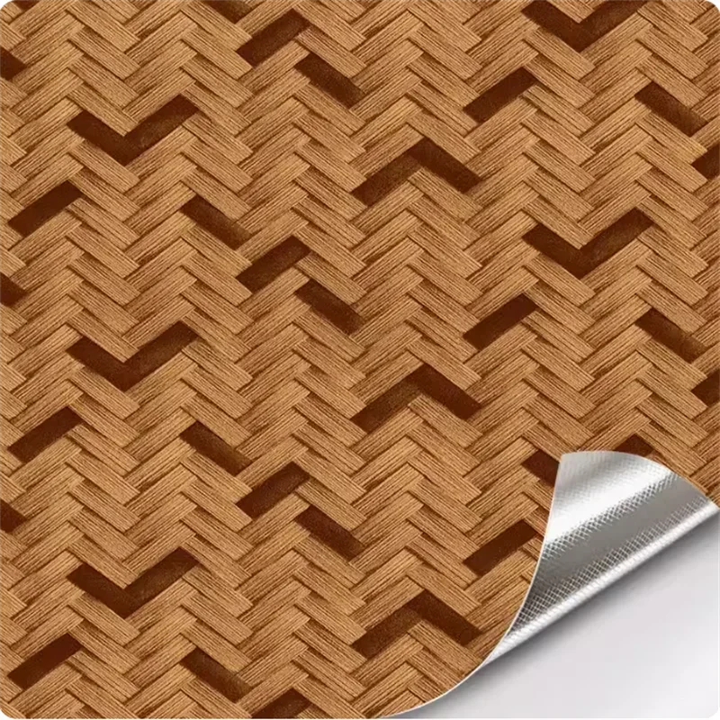 Self-Adhesive Wallpaper Chinese Ancient Style Grass Woven Linen Pattern Thickened Waterproof Moisture-Proof wallpaper Home Decor
