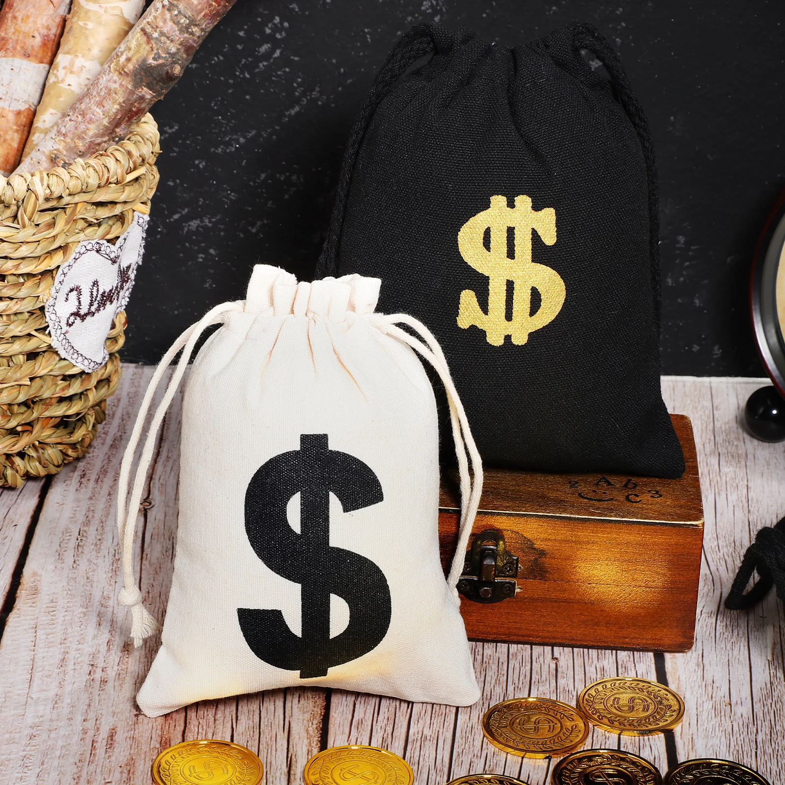 

8Pcs Money Bags Cotton Drawstring Gift Pouch Party Favor Small Coin Storage Canvas Bag Money Bags Coin Bag Drawstring Gift Pouch