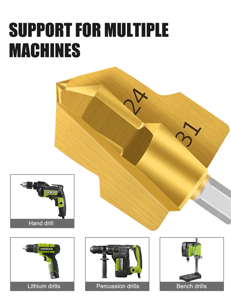 Imagem -02 - Ppr Levantamento Stepped Broca Tubo de Água Conexão Ferramenta Chanfro Bit Haste Hexagonal Reparação de Tubulação de Água 20 mm 25 mm 32 mm 13 Pcs